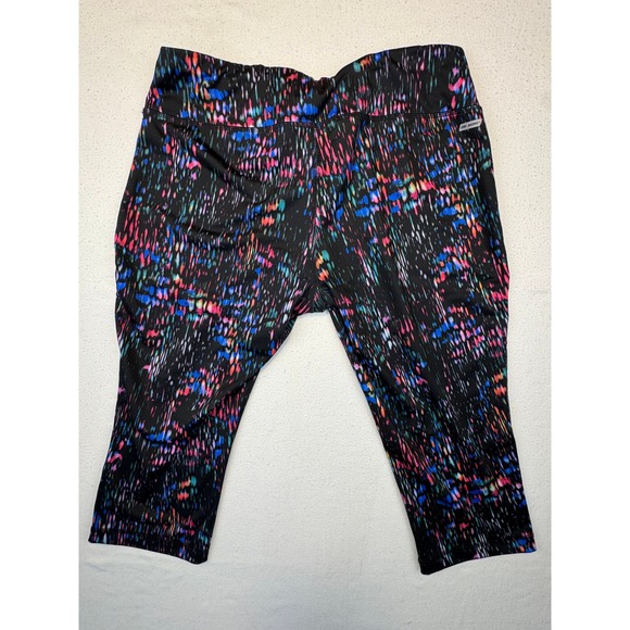 Danskin Now Capri Leggings Women L Black Multi Color Fitted Yoga Pants - Picture 10 of 11
